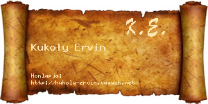 Kukoly Ervin névjegykártya